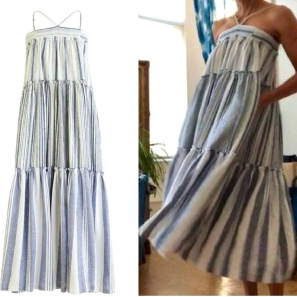 NWT J. Crew Chambray cover-up dress in stripe blue size